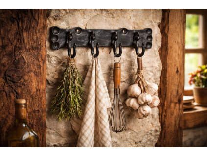 Kovaný věšák čtyři háčky