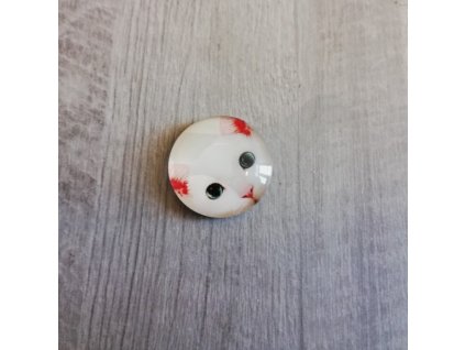 Magnet kulatý hlava kočky bílá 3 x 3 cm
