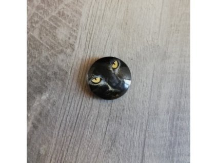 Magnet kulatý hlava kočky černá 3 x 3 cm