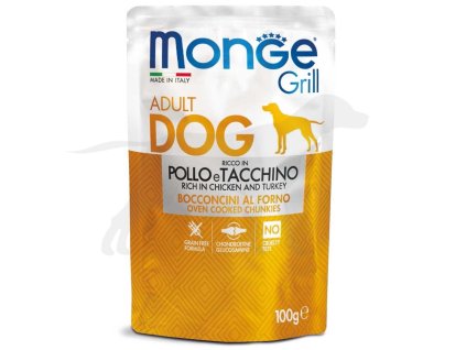 MONGE GRILL kapsička kuře a krůta pro psy 100 g