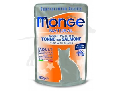 MONGE NATURAL kapsička tuňák v želé s lososem pro kočky 80 g