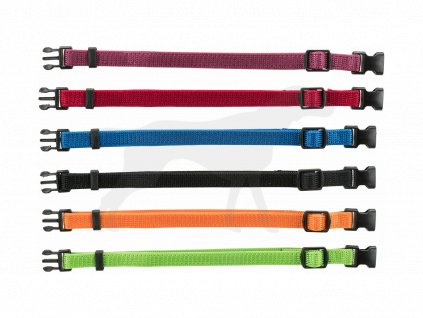 Balení nylon.rozeznávacích obojků pro štěňata S-M 17-25cm/10mm, čn,čv,md,zel,or,fi