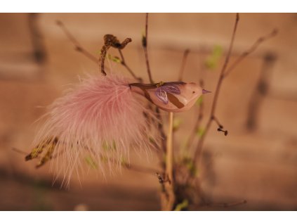 Velikonoční skleněná ozdoba, Jarní kolekce - motiv sakura – pták Baculák