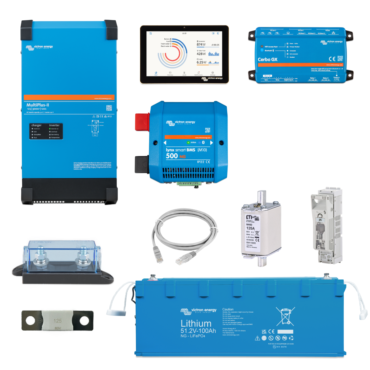 Set střídače Victron MultiPlus-II 48/3000 s baterií 5,12 kWh