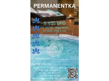 PERMANENTKA na vstupy do hotelového wellness - pro 2 os.