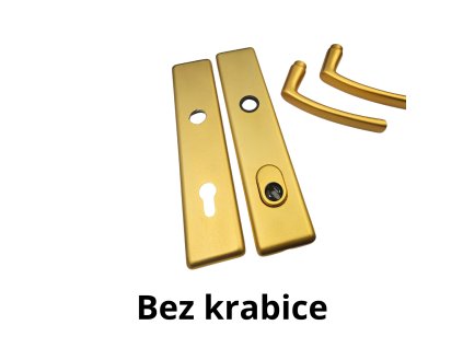Dveřní kování bezpečnostní Gamar zlatá klika/klika s překrytím vložky rozteč 90