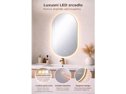 LED Zrcadlo oválné