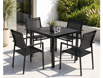 Garden aluminium table HAVANA 90 black