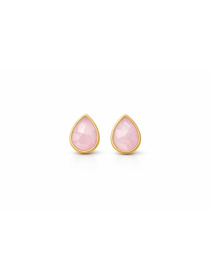 Rose quartz and gold teardrop earrings