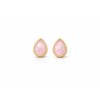 Rose quartz and gold teardrop earrings