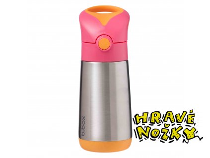 b.box TERMOSKA NA PITÍ S BRČKEM 350 ML - RŮŽOVÁ/ORANŽOVÁ