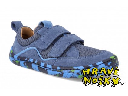 Barefoot textilní tenisky Froddo G3130223-10 Velcro Denim modré