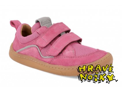 Barefoot textilní tenisky Froddo G3130223-8 Velcro Fuxia růžové