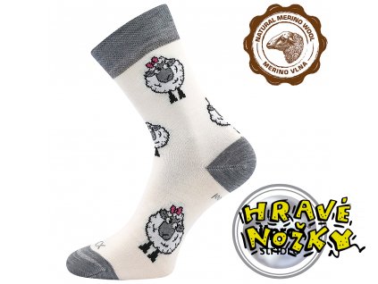 VOXX Merino ponožky Vlněnka ovečky - bílá - Hravé nožky