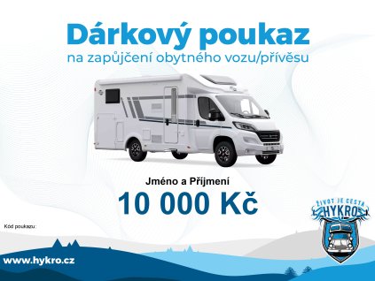 Dárkový poukaz na zapůjčení obytného vozu/přívěsu v hodnotě 10 000 Kč