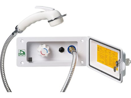 Venkovní zásuvka se sprchou a zámkem Reich - bílá