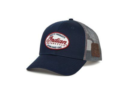 Indian Motorcycle Men's Script Patch Trucker Hat, Blue
