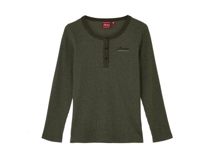 PGA JPG 2023 imc pga fw23 apparel studio 2833427 WOMENS KHAKI MARL SCRIPT HENLEY LS TEE, KHAKI 1