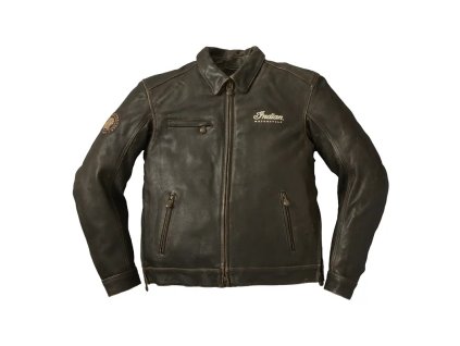 Indian Motorcycle Men's Leather Classic Riding Jacket with Removable Lining, Dark Brown
