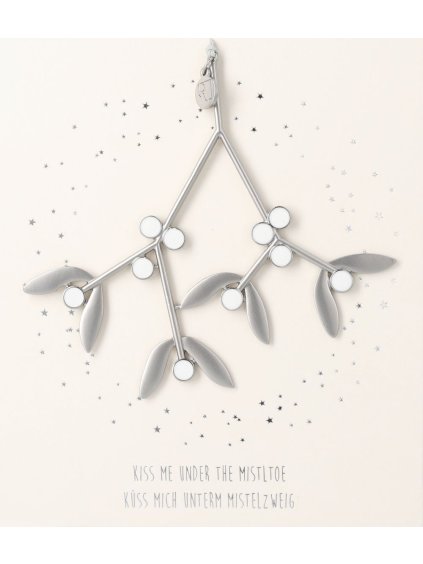 92890 Art F L Elemente Ornamente Zweige Mistelzweig Küss mich kiss me silber Y24 PV V01