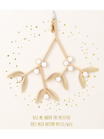 92889 Art F L Elemente Ornamente Zweige Mistelzweig Küss mich kiss me gold Y24 PV V01