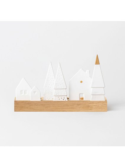 Svícen Village na čtyři čajové svíčky