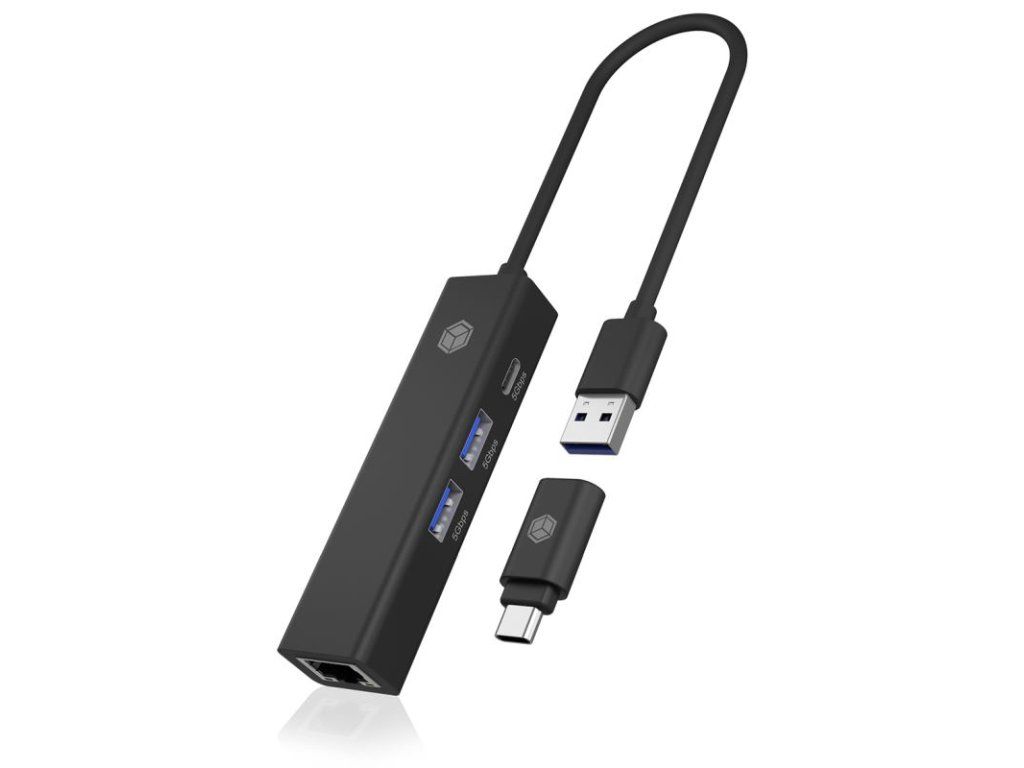 RAIDSONIC ICY HUB USB Type C, 1xUSB3.2-C, 2USB RJ45
