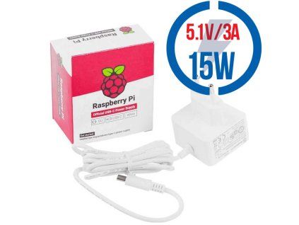 RASPBERRY USB-C adaptér Raspberry Pi 4B 3A biely