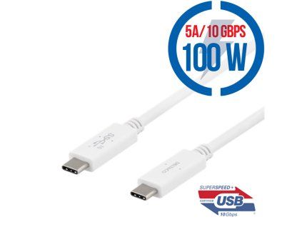 DELTACO USBC-1407M, Kábel USB-C, USB-C, 100W, 1m