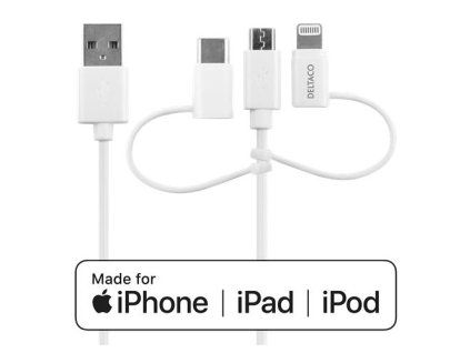 DELTACO IPLH-441, Kábel USB 2.0, C,Mic,Lig