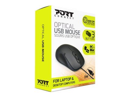 PORT DESIGNS 900400-P, Optická myš, USB, čierna