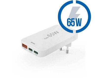 HAMA GaN, Rýchlonabíjačka, 2x USB-C PD, QC 65W