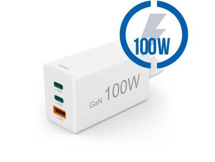 HAMA GaN, Rýchlonabíjačka, 2x USB-C PD, QC 100W