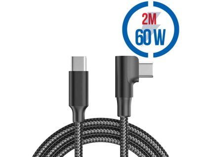 MEGATECH Kábel USB-C, USB-C, 90°, 60W, 2m