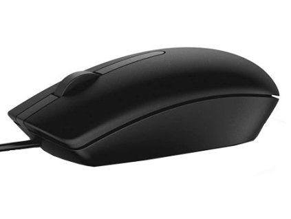 Dell MS116, Kancelárska, Optická, 1 000 DPI, Drôtová USB, Čierna