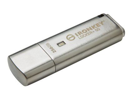 Kingston IronKey Locker+ 50, 256GB, USB 3.1, USB-A, Strieborná