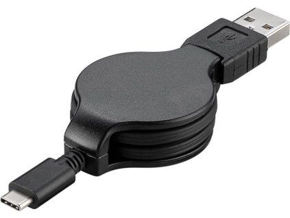 PremiumCord Kábel USB 3.1 C, M - USB 2.0 A, M, charging a sync navíjací kábel 1m