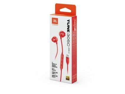 JBL Tune 305 USB-C, Slúchadlá, červené