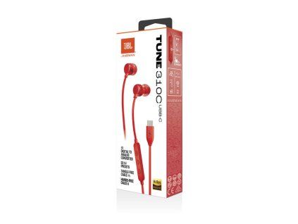 JBL Tune 310 USB-C, Slúchadlá, červené