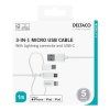 DELTACO IPLH-441, Kábel USB 2.0, C,Mic,Lig