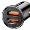 Baseus rýchlonabíjačka do auta 2xUSB QC3.0 30W čierna