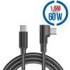 MEGATECH Kábel USB-C, USB-C, 90°, 60W, 1.5m