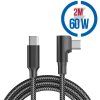 MEGATECH Kábel USB-C, USB-C, 90°, 60W, 2m