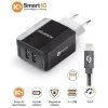 Múdra sieťová nabíjačka ALIGATOR 3.4A, 2xUSB, smart IC, čierna, kábel pre iPhone/iPad 2A