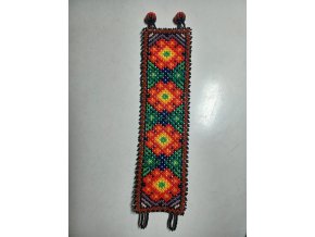 Mexiko náramek Huichol květ peyote oranžový