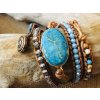 Tyrkysový kámen mudrců -  náramek moudrosti - BOHO style