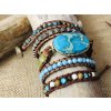 Tyrkysový kámen mudrců -  náramek moudrosti - BOHO style