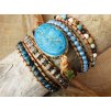 Tyrkysový kámen mudrců -  náramek moudrosti - BOHO style