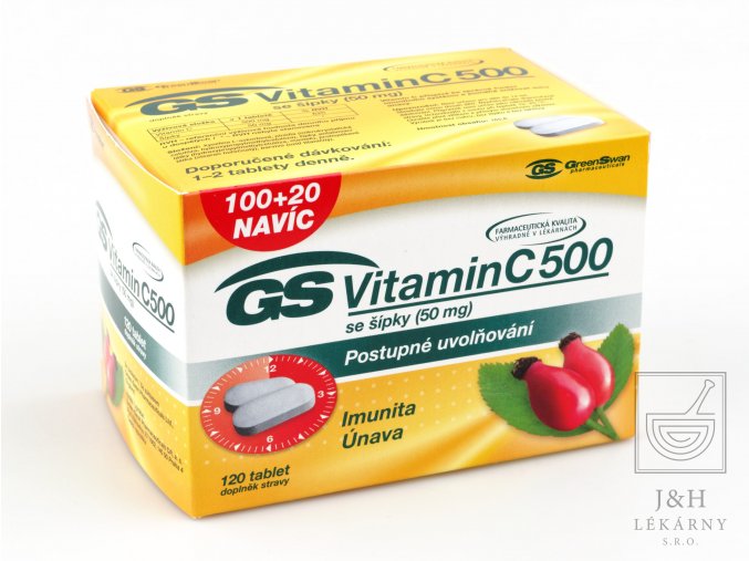 GS Vitamín C 500 se šípky tbl.100+20