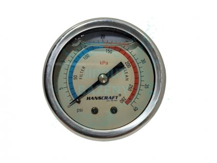 Manometr filtrace - Hanscraft (glycerin)- 40 PSI - TOP